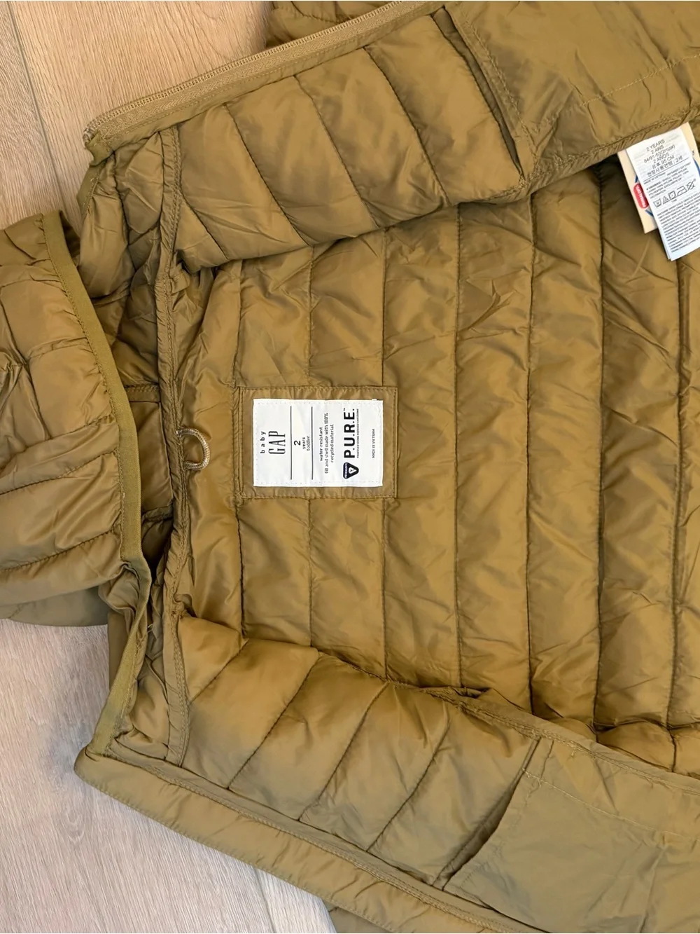 GAP Primaloft Kids Lightweight Hooded Puffer Jacket - Tan